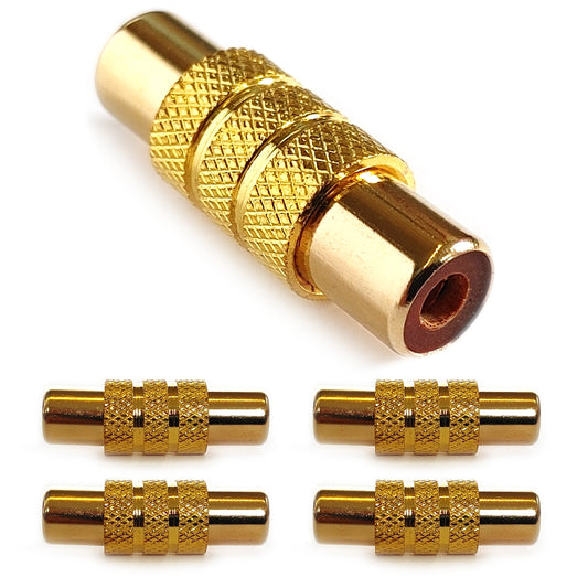 4x Cinch Kupplung Gold High End Audio Adapter Verbinder RCA Buchse weibliche Stereo Mono