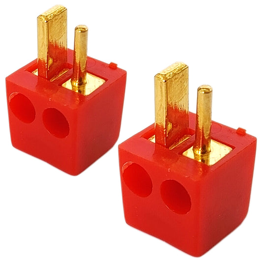 2x Lautsprecherstecker Mini DIN gewinkelt Rot Gold schraubbar Audio Boxenstecker