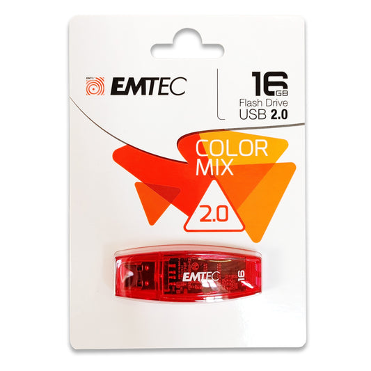 USB Stick 16GB EMTEC C410 Rot USB-A 2.0 FlashDrive Speicherstick Color Mix
