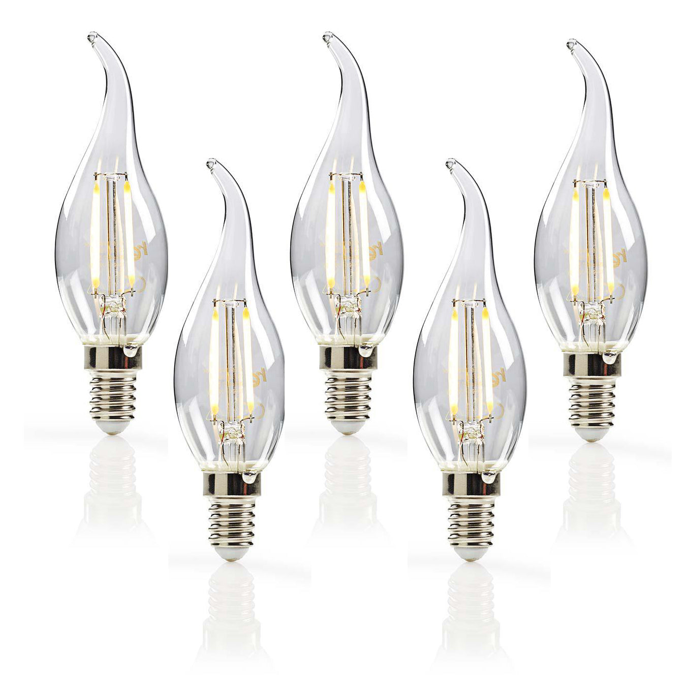 5x Retro LED Filament Glühbirne Kerzenform gebogen E14 2,5W Vintage Warmweiß