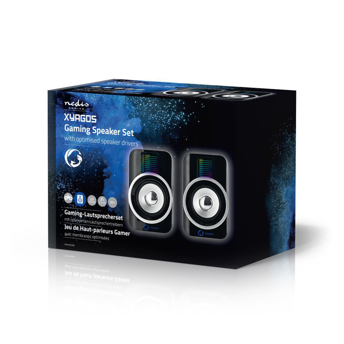Lautsprecher System 2.0 LED Beleuchtet PC Notebook Soundsystem Boxen USB 3,5mm