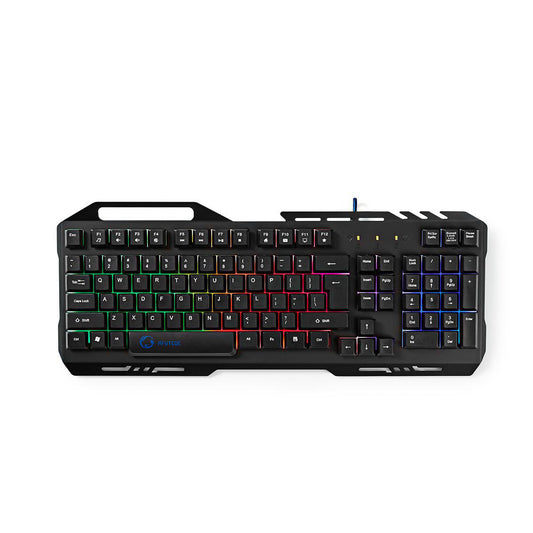 Gaming Tastatur US-International-Layout LED Beleuchtung USB Keyboard Handyhalter