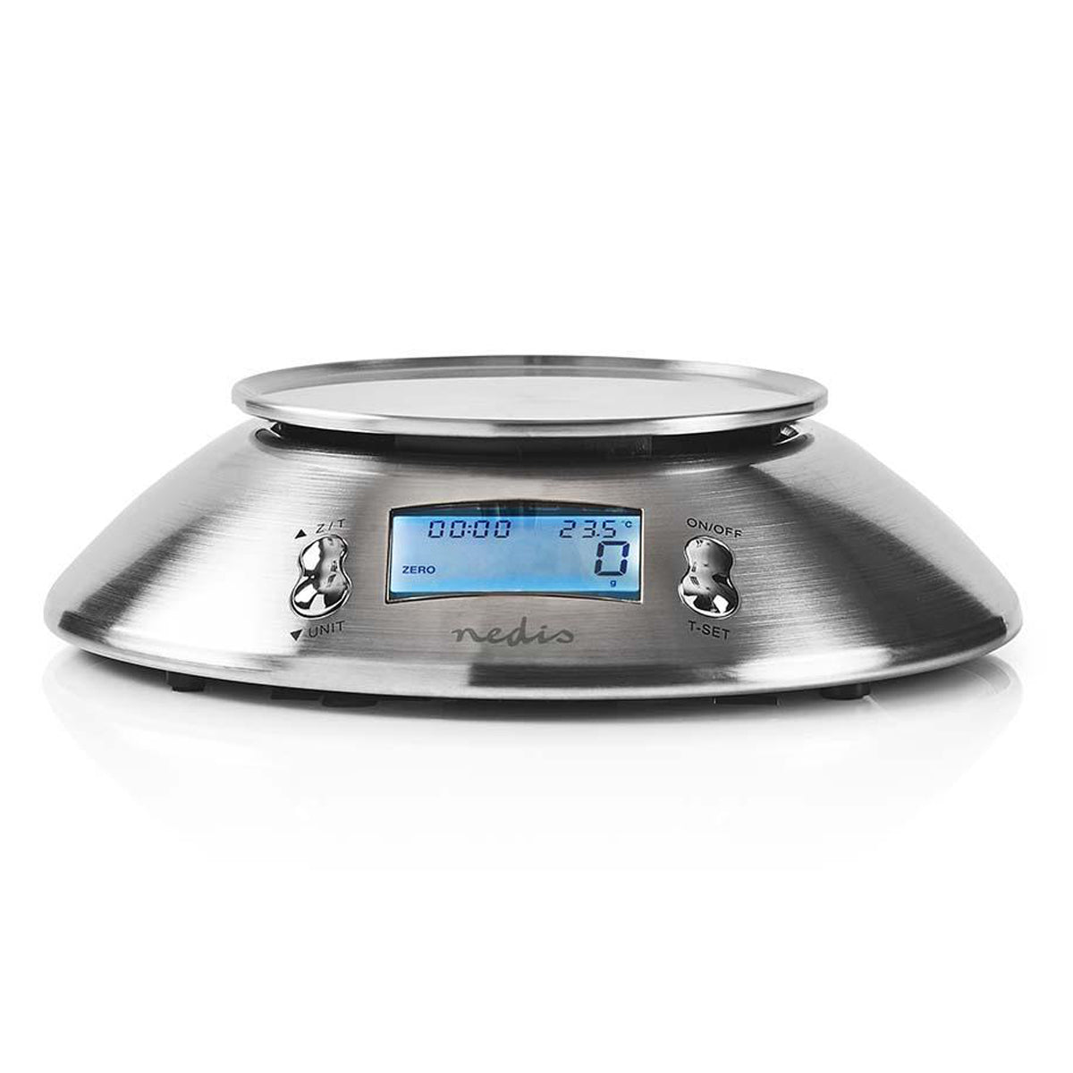 Küchenwaage mit Thermometer Timer Funktion und Schüssel Edelstahl Digital Silber