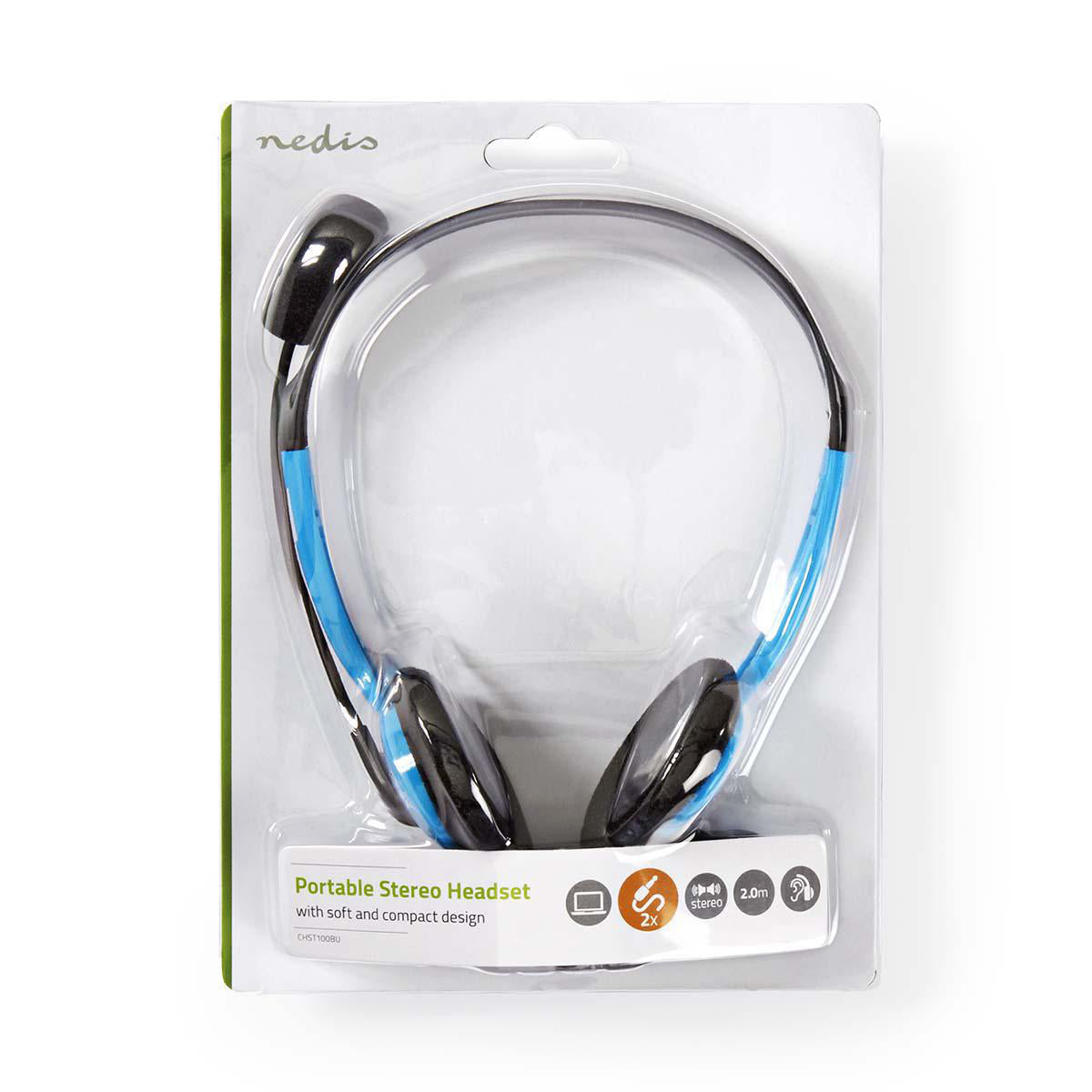 Headset Blau Stereo Sound Mikrofon 3,5mm Klinke Über-Ohr Kopfhörer PC Leicht