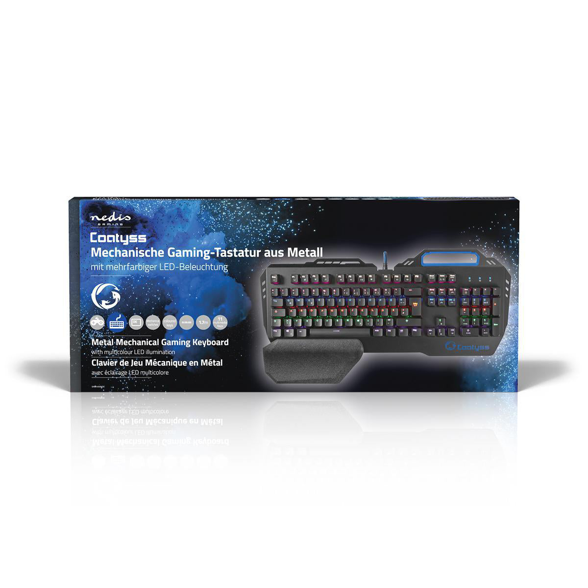 Gaming Tastatur Metall LED RGB Beleuchtung USB Keyboard Telefonhalter QWERTZ