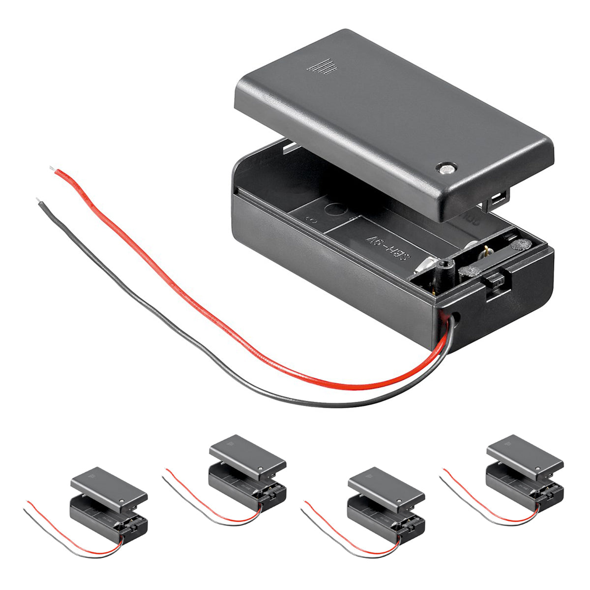 4x Batteriehalter f. 1x 9V Block Batteriegehäuse Schalter Deckel Wasserabweisend