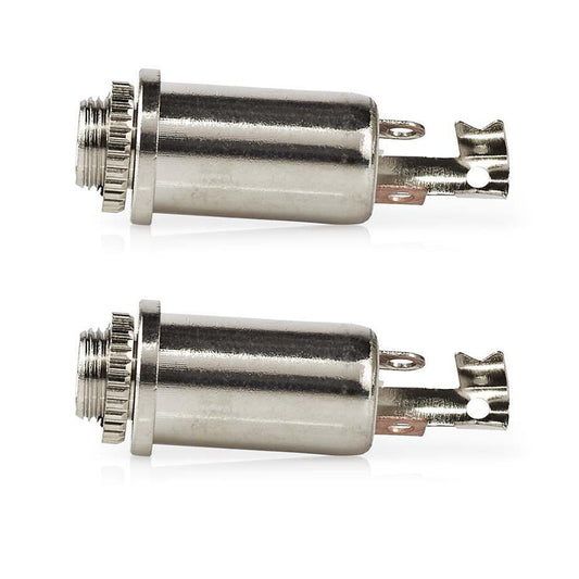 2x Klinkenbuchse 3,5mm Stereo Rund Aux Einbaubuchse Audio Klinke Vollmetall