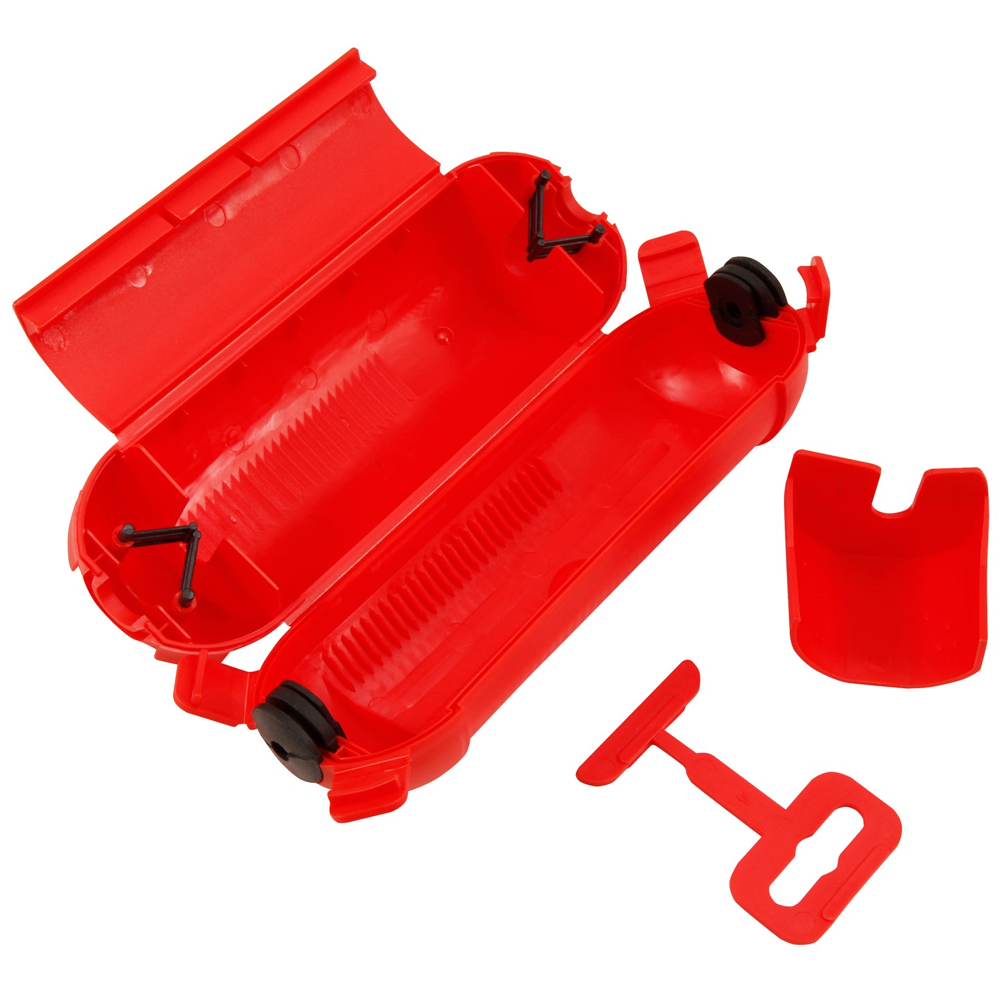2x Kabel-Schutzbox Wetterfest Rot Regen Schnee Sicherheitsbox Schuko-Kabel Box
